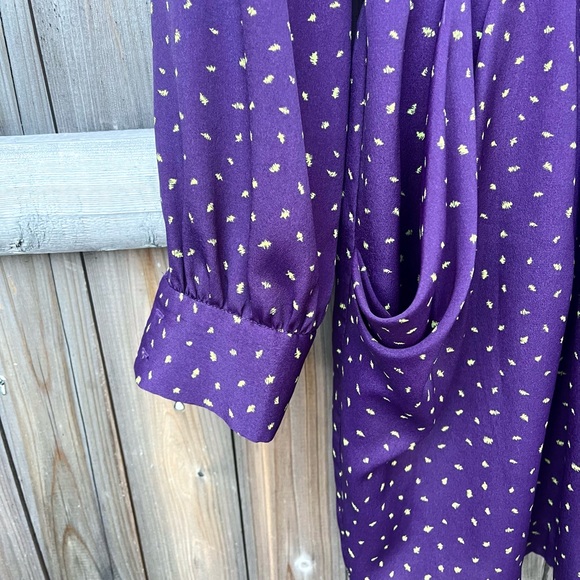 FINAL PRICE: BCBG Long Sleeve Purple Dress with Lime Green Zigzag Pattern - Picture 4 of 8